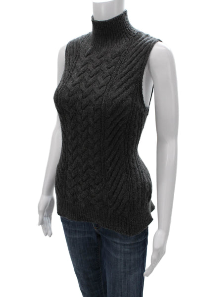 Forte Cashmere Womens Gray Turtleneck Cashmere Vest Size M