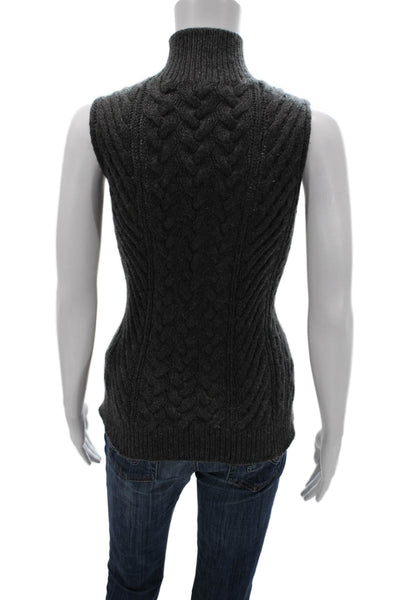 Forte Cashmere Womens Gray Turtleneck Cashmere Vest Size M