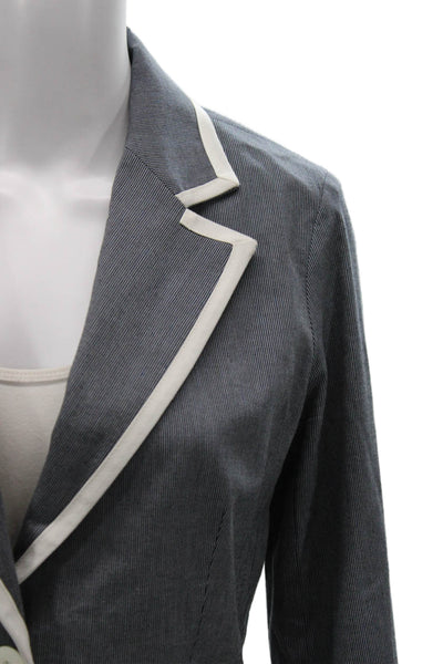 Iris Setlakwe Women Striped Gray Cotton Blazer Button Long Sleeve Size 6