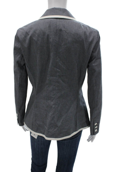 Iris Setlakwe Women Striped Gray Cotton Blazer Button Long Sleeve Size 6