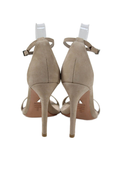 Schutz Womens Suede Ankle Strap Sandal Heels Nude Beige Size 8 B