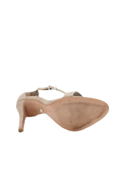Schutz Womens Suede Ankle Strap Sandal Heels Nude Beige Size 8 B
