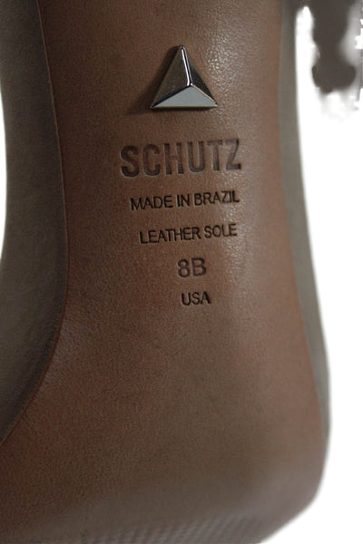 Schutz Womens Suede Ankle Strap Sandal Heels Nude Beige Size 8 B