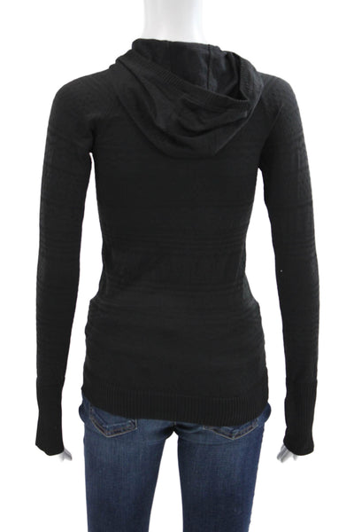 Lululemon Women Black Striped Cotton Blend Crewneck Long Sleeve T-Shirt Size 4