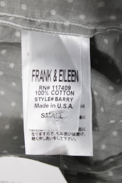 Frank & Eileen Womens Gray Polka Dot Collared Button Up 3/4 Sleeve Size S