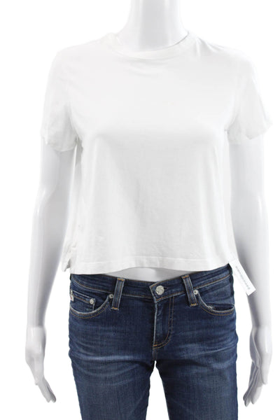 Lululemon Womens Cropped Cotton Crew Neck Short Sleeve T-Shirt White Size 4
