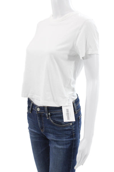 Lululemon Womens Cropped Cotton Crew Neck Short Sleeve T-Shirt White Size 4
