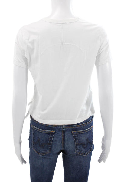 Lululemon Womens Cropped Cotton Crew Neck Short Sleeve T-Shirt White Size 4