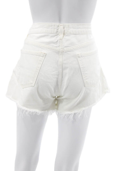 Agolde Womens Cut-Off White Cotton Button Shorts Size 28