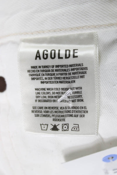 Agolde Womens Cut-Off White Cotton Button Shorts Size 28