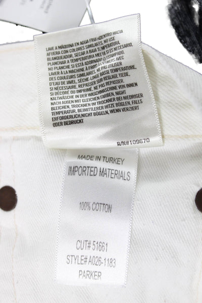 Agolde Womens Cut-Off White Cotton Button Shorts Size 28