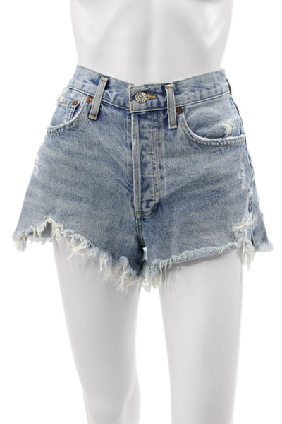Agolde Womens Cut-Off Shorts Blue 100% Cotton Size 25