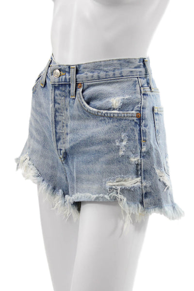 Agolde Womens Cut-Off Shorts Blue 100% Cotton Size 25