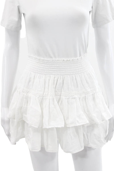 Honorine Women A-Line Mini Skirt White Cotton Pull On Size XS