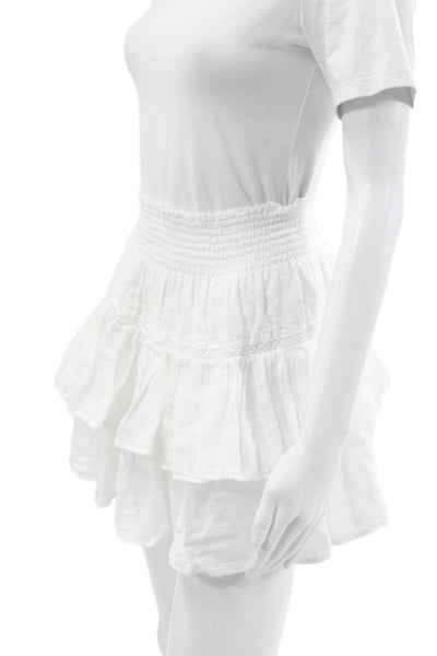 Honorine Women A-Line Mini Skirt White Cotton Pull On Size XS