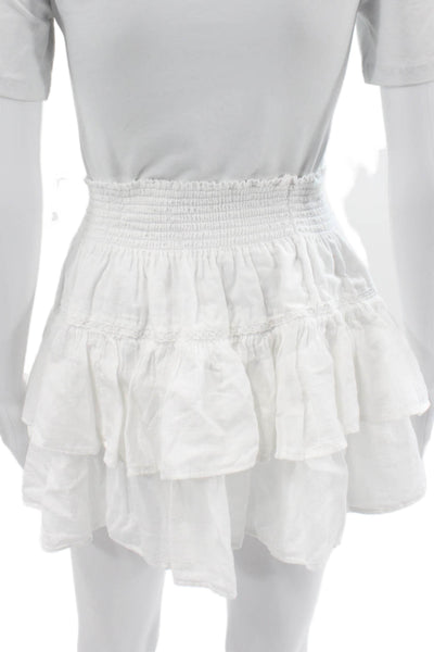 Honorine Women A-Line Mini Skirt White Cotton Pull On Size XS