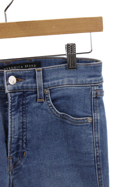 Veronica Beard Womens Flared Jeans Blue Cotton High Rise Button Size 26