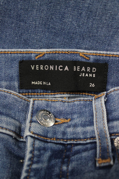 Veronica Beard Womens Flared Jeans Blue Cotton High Rise Button Size 26