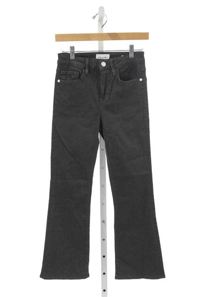 Frame Womens Flared High Rise Black Cotton Blend Jeans Size 26