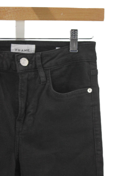 Frame Womens Flared High Rise Black Cotton Blend Jeans Size 26