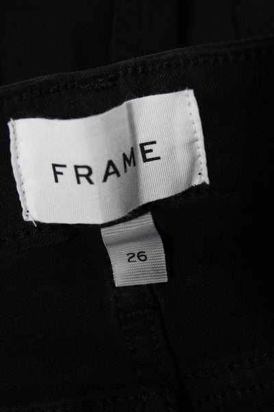 Frame Womens Flared High Rise Black Cotton Blend Jeans Size 26