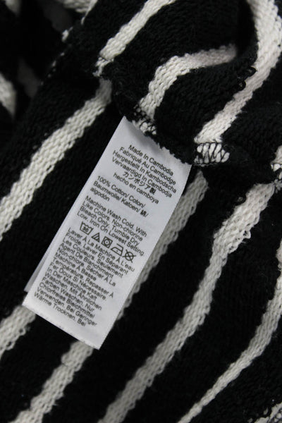 J Crew Womens Black Striped Cotton Mock Neck Pullover Sweater Size S
