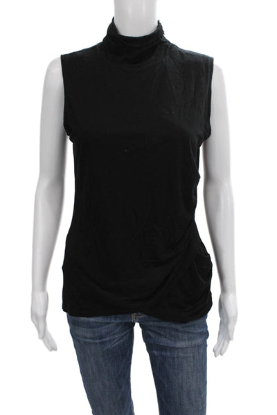 Elie Tahari Womens Turtleneck Sleeveless Tunic Top Black Viscose Size S