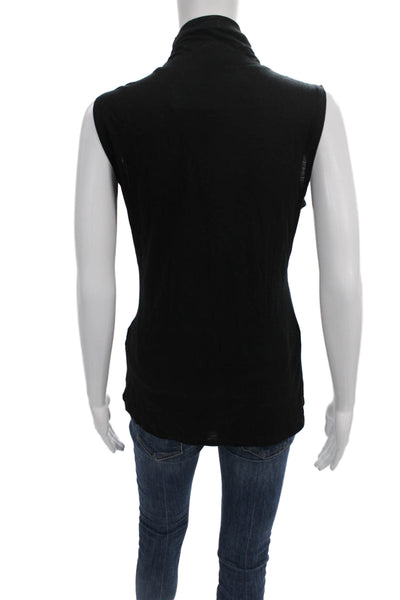 Elie Tahari Womens Turtleneck Sleeveless Tunic Top Black Viscose Size S