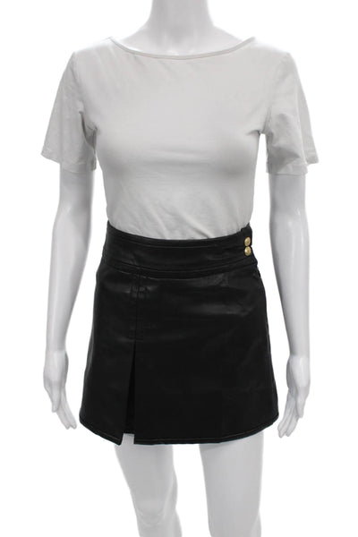 J Crew Womens Pleated Faux Leather Skirt Black Short Zip Size 6