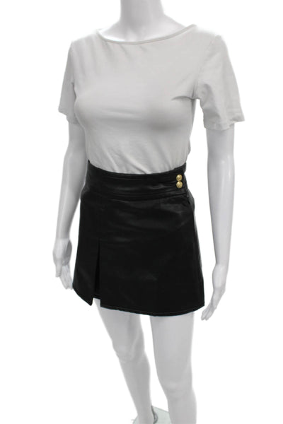 J Crew Womens Pleated Faux Leather Skirt Black Short Zip Size 6
