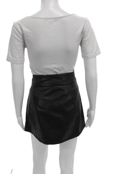 J Crew Womens Pleated Faux Leather Skirt Black Short Zip Size 6