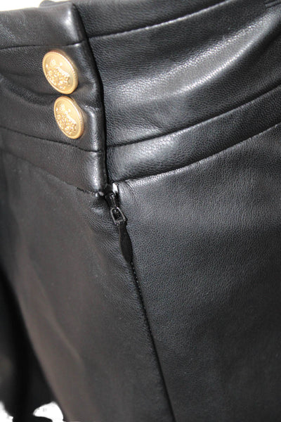 J Crew Womens Pleated Faux Leather Skirt Black Short Zip Size 6