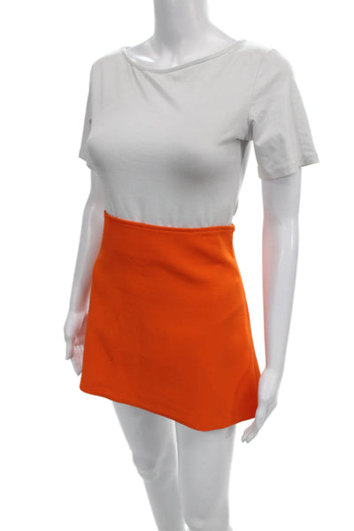 Zara Womens Mini Skirt Orange Polyester Short Size L