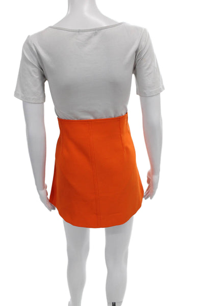 Zara Womens Mini Skirt Orange Polyester Short Size L