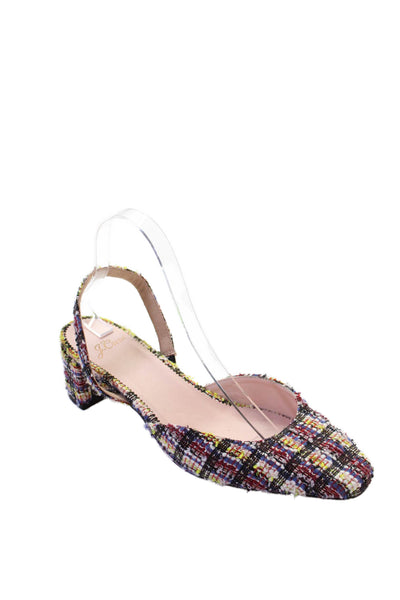 J Crew Womens Tweed Round Toe Slingback Heels Multicolor Size 9
