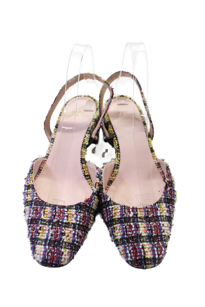 J Crew Womens Tweed Round Toe Slingback Heels Multicolor Size 9