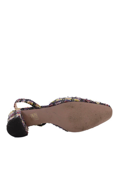 J Crew Womens Tweed Round Toe Slingback Heels Multicolor Size 9