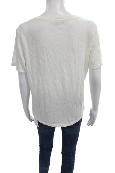 Splendid Women Basic White V-Neck T-Shirt Supima Cotton Size S