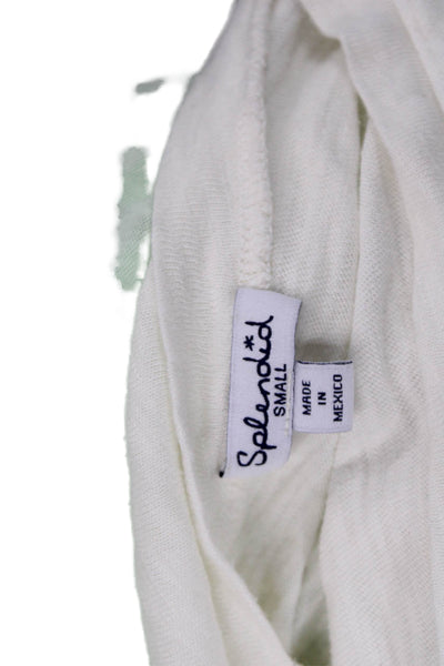 Splendid Women Basic White V-Neck T-Shirt Supima Cotton Size S