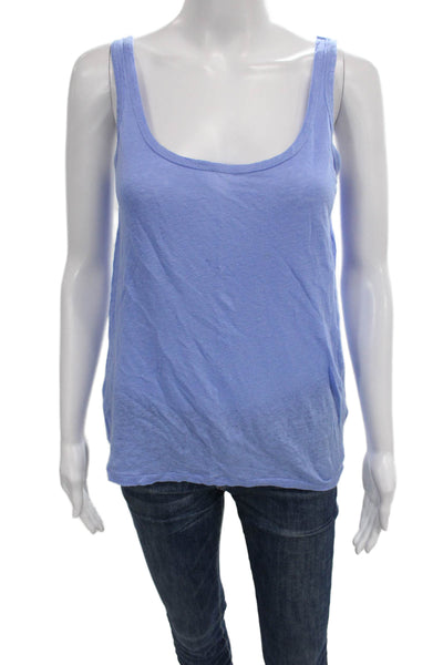 J Crew Womens Basic Linen Scoop Neck Sleeveless Tank Blue Size S
