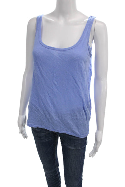 J Crew Womens Basic Linen Scoop Neck Sleeveless Tank Blue Size S