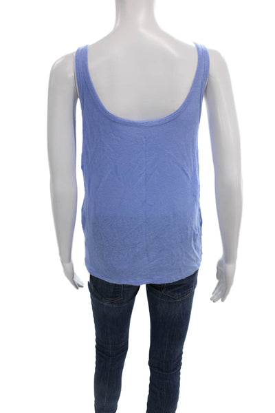 J Crew Womens Basic Linen Scoop Neck Sleeveless Tank Blue Size S