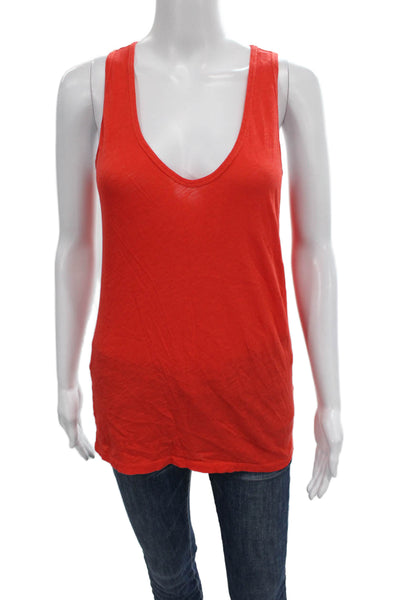 J Crew Womens Basic Orange V Neck Sleeveless Cotton Tank Size XS