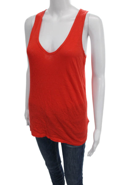 J Crew Womens Basic Orange V Neck Sleeveless Cotton Tank Size XS