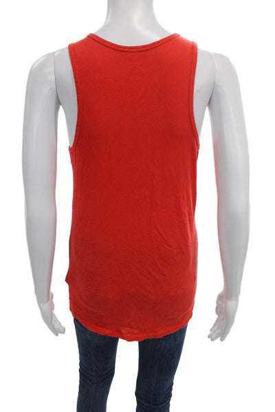 J Crew Womens Basic Orange V Neck Sleeveless Cotton Tank Size XS