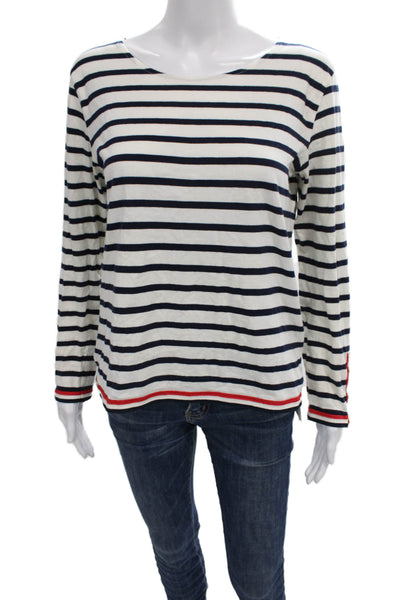 J Crew Women Striped Boat Neck Long Sleeve Cotton T-Shirt Nautical Size XS