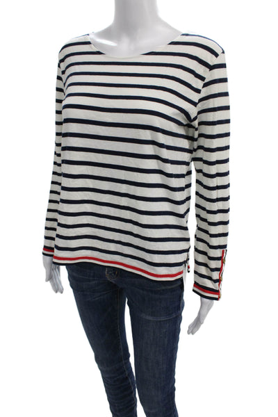J Crew Women Striped Boat Neck Long Sleeve Cotton T-Shirt Nautical Size XS