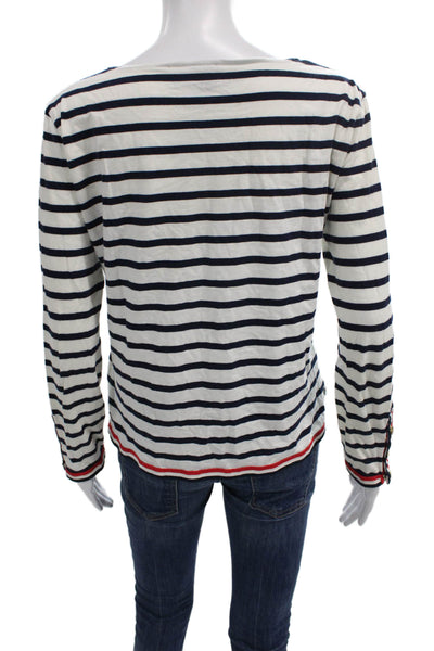 J Crew Women Striped Boat Neck Long Sleeve Cotton T-Shirt Nautical Size XS