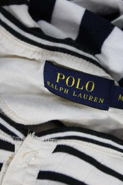Polo Ralph Lauren Womens Black Striped Henley Long Sleeve Basic T-Shirt Size M