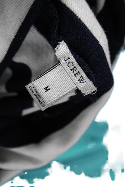 J Crew Women Blue Striped Cotton Turtleneck Long Sleeve T Shirt Size M